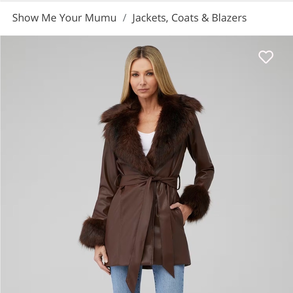Show Me Your Mumu Faux Leather Fur Trim Coat Medium Missing Belt - Picture 4 of 5